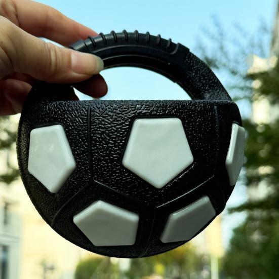 Dog Ball with Handle Squeaky Interactive Fetch Ball Rubber Pet Football Calming Ball Floating Water Toy for Training Breed Dogs Aggressive Chewers