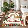 Christmas Custom Name Printed Square Area Rug Soft Non Slip Floor Carpet For Bedroom Holiday Gift