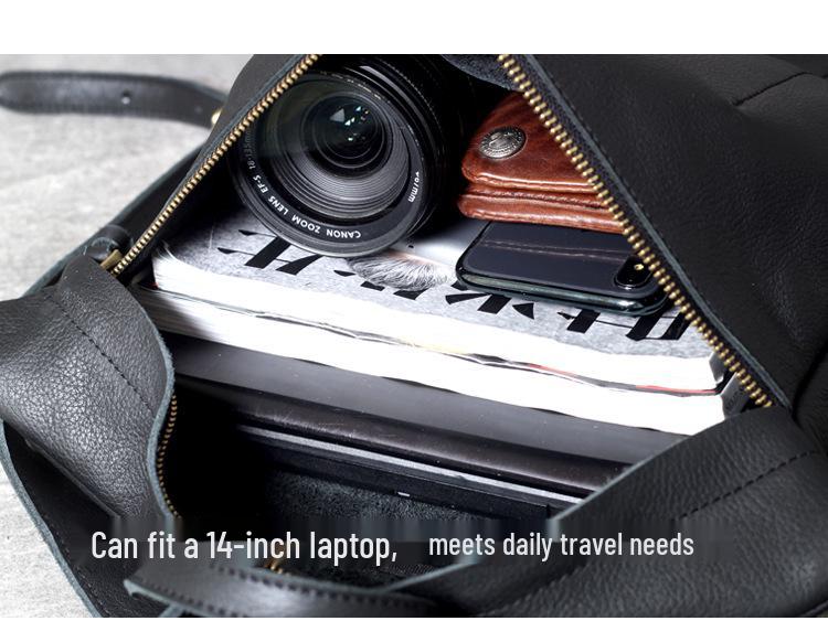 Genuine Cowhide Leather Minimalist Backpack: Handmade, Simple, Versatile Design for Men and Women.