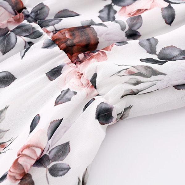 Fashion Women's Butterfly Sleeve O-Neck Casual Loose Dress Floral Printed Dress