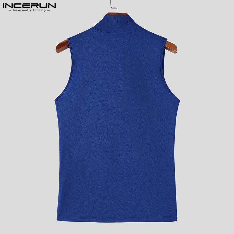 INCERUN Men Summer Low-Cut Swing Collar Sleeveless Thin Casual Tank Tops