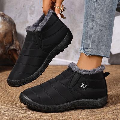 Wasserdichte Damen-Schneestiefel, warme Winter-Plüsch-Kurzstiefel, neue, verdickte, flache, rutschfeste Freizeitschuhe