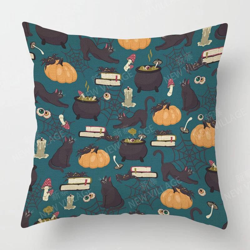 Decorative Cushion Home Living Room Decor Throw Pillow Cover Plant Halloween Autumn Funny