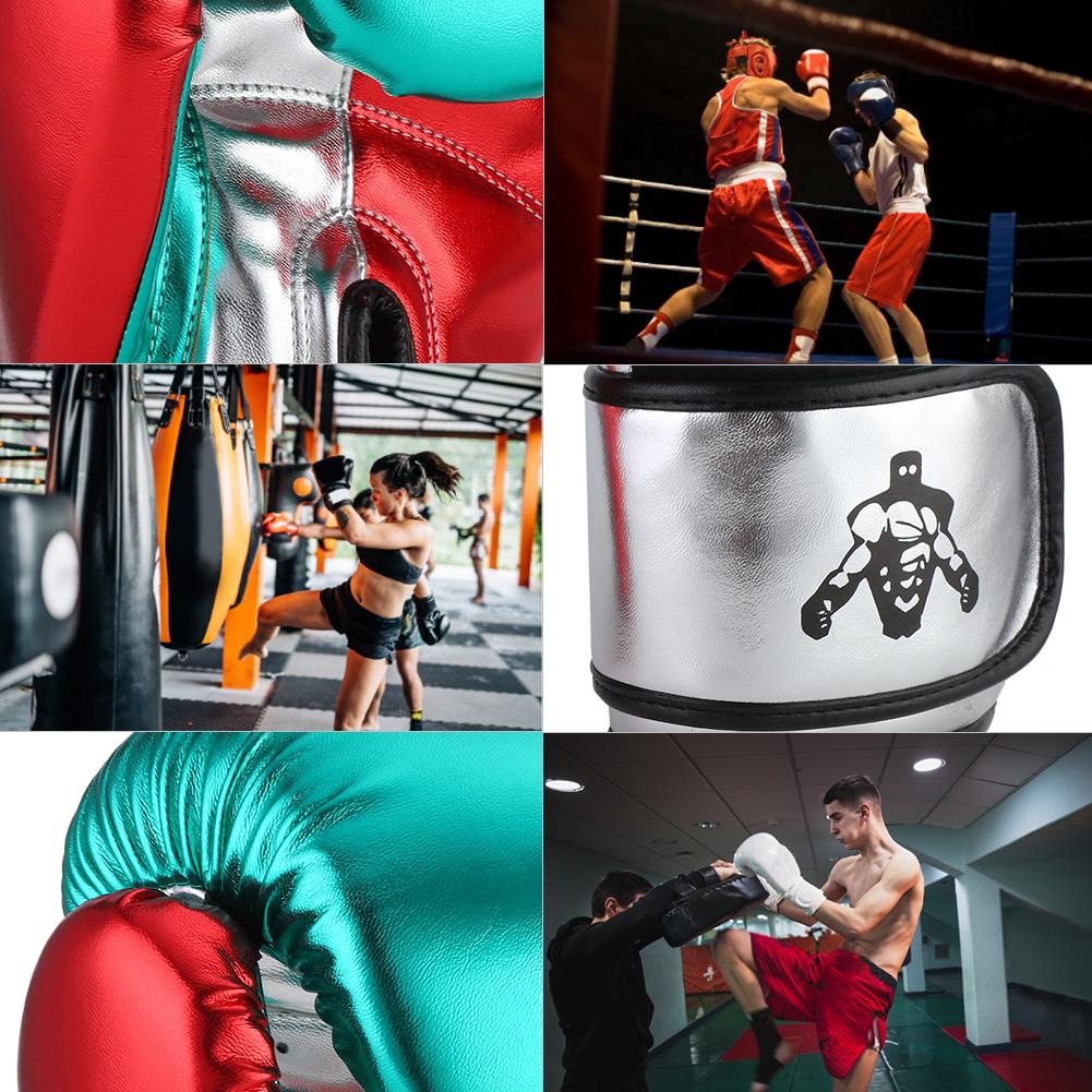 1 Pair Unisex PU Boxing Gloves Sanda Punching Sparring Sandbag Training MittsGreen