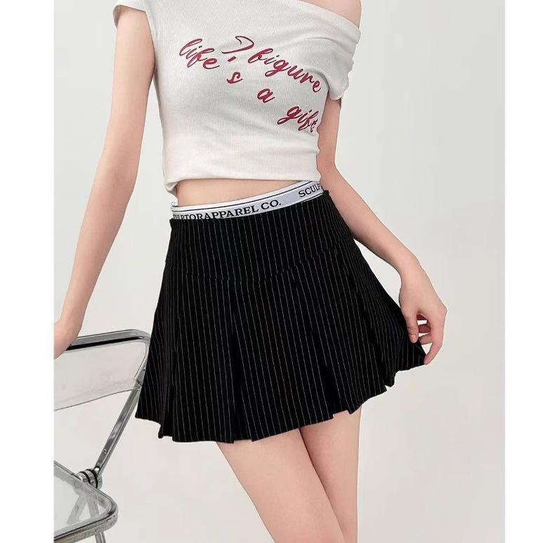 Grey Suit Skirt for Women Spring Summer Anti-Exposure Hot Girl A-Line Skirt-Trousers College Style Pleated Casual All-match Versatile Mini Skirt