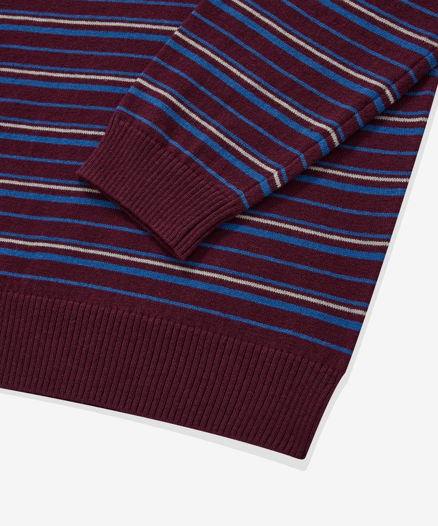 COVERNAT WOMAN Striped Collar Knit Burgundy