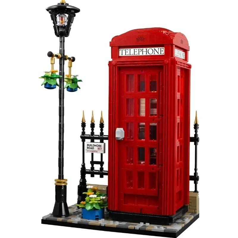 Auto Parts Decorate Unisex Red/Light New London Telephone Box Compatible 21347 Building Blocks Bricks Classic British Symbol Toys For Adult Kids Gift
