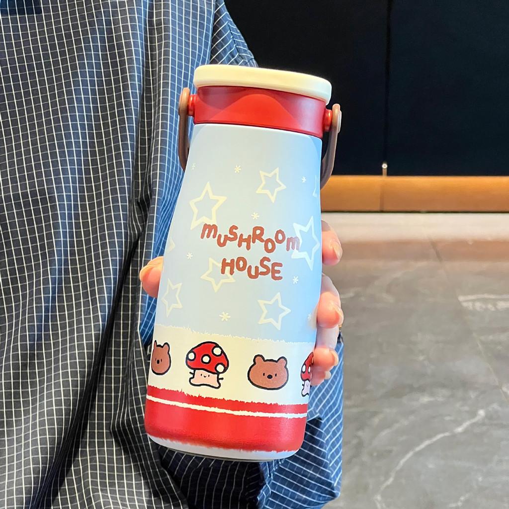 Letter Dog Cartoon Pattern Insulated Mug Portable Cup For Students And Commuters