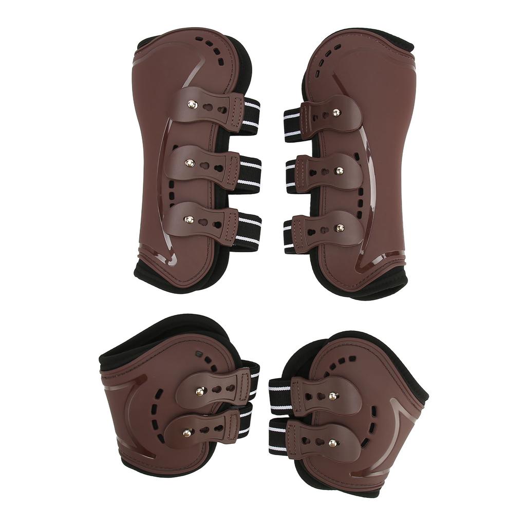 Horse Leg Guard Shock Absorption Protective Lightweight Adjustable Horse Front Hind Leg Boots for Jumping Show Riding L