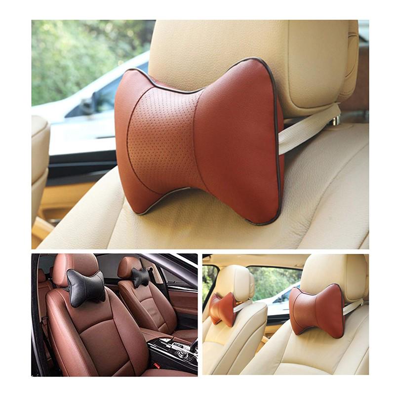Four Seasons Universal Car Nackkuddar på båda sidorna PU Läder Pack Nackstöd för huvudet smärtlindring fylld fiber