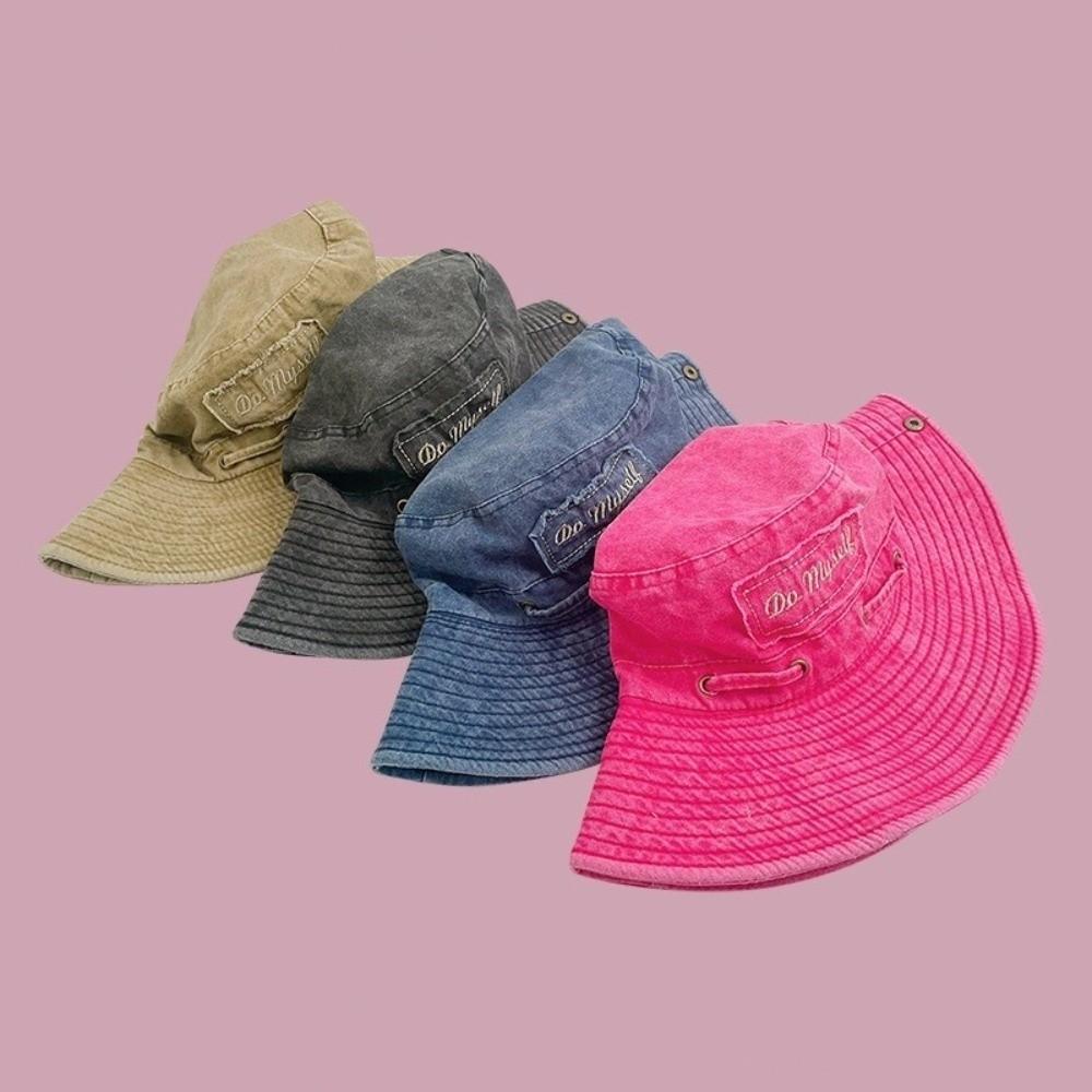 Solid Color Western Cowboy Hat Vintage Wash Sun Hat Fashionable Fisherman Hat  Camping