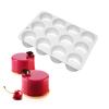 Silica Gel Mousse Cake Mold, Baker's Dessert Mousse DIY Chocolate Soap Candle Mold, 12-Cavity Cylindrical Sandwich Mold