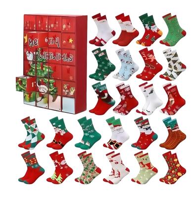 Calendrier de l'Avent Chaussettes de Noël 3D 24 Paires Chaussettes de Noël Cadeau Pour Cadeaux de Fête de Noël, Motif Aléatoire,