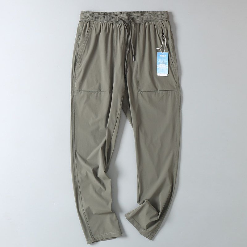 Original Foreign Trade Surplus Outdoor Summer Thin Sports Casual Quick-Dry Pants for Men, Elastic Cooling Ice Silk Straight-Leg Long Pants