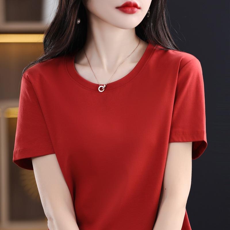 YYFS Damenmode, lässig, Sommer, Frühling, einfarbig, bedruckt, kurzärmelig, O-Ausschnitt, Blusen und Hemden