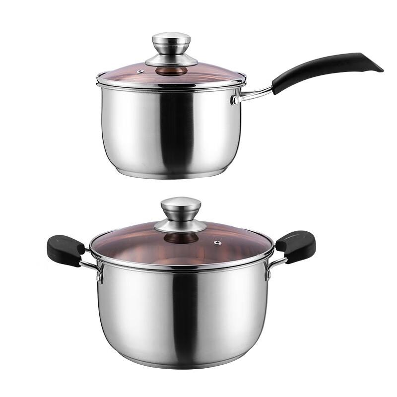 Adneny Odin Stainless Steel Cookware Set Milk Pan 18cm & Soup Pot 24cm