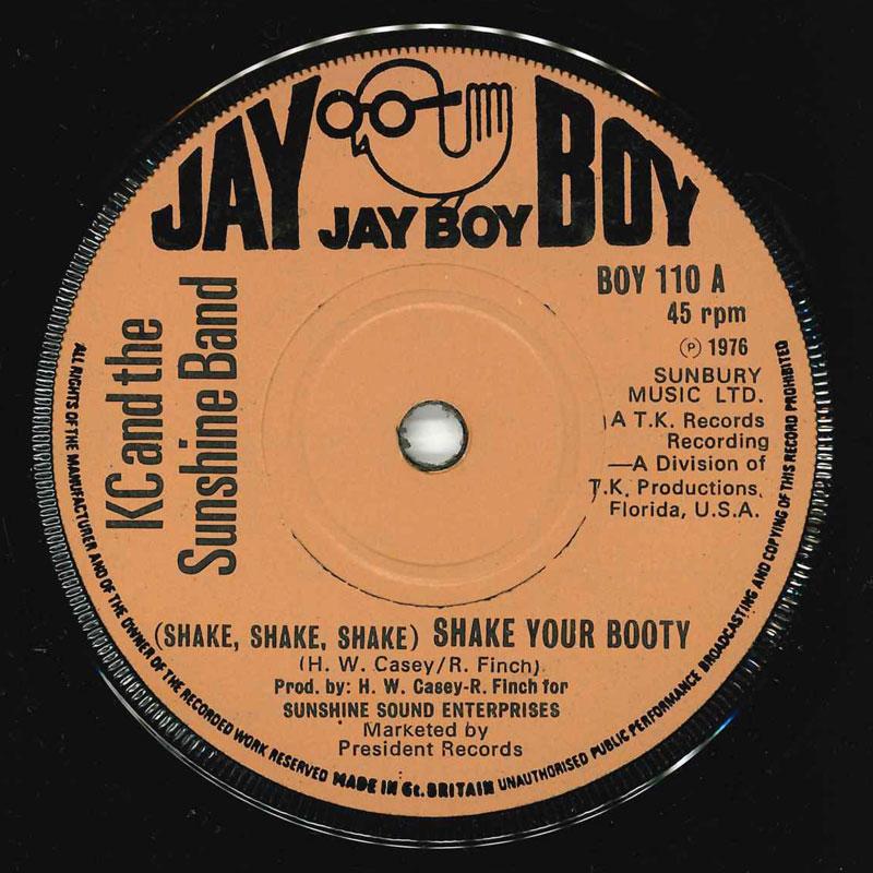 7inch Record KC & THE SUNSHINE BAND - (Shake, Shake, Shake) Shake Your Bo BOY110 Jay Boy 1976 UK Soul/Funk Used