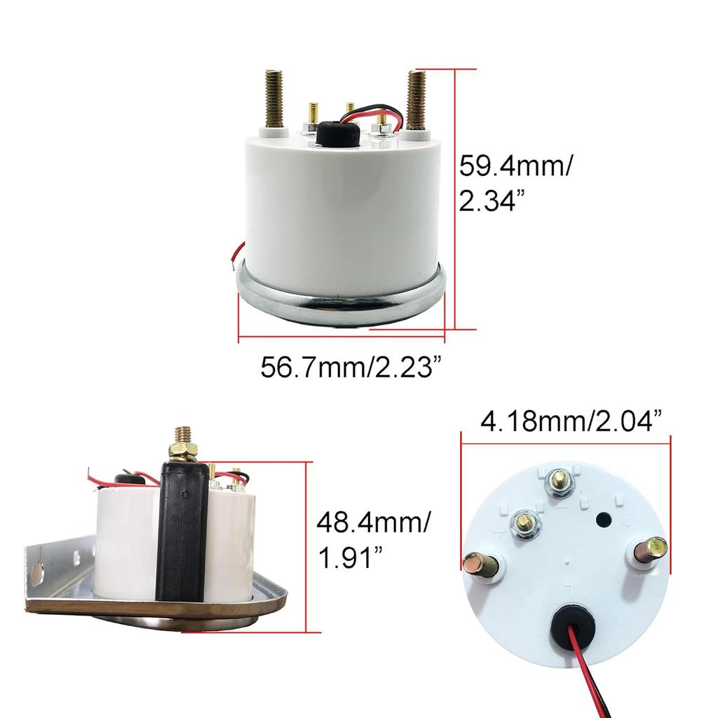 Chrome 3 in1 Triple Auto Gauge Meter Kit 52mm (8-16V Volt Meter +100-250℉ Water Temperature Gauge+ 0-100 psi Oil Pressure Meter) with Console for