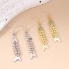 Fashion Stainless Steel Fishbone Drop Earrings Women Men Punk Hip-hop Earrings Club Party Jewelry Gifts