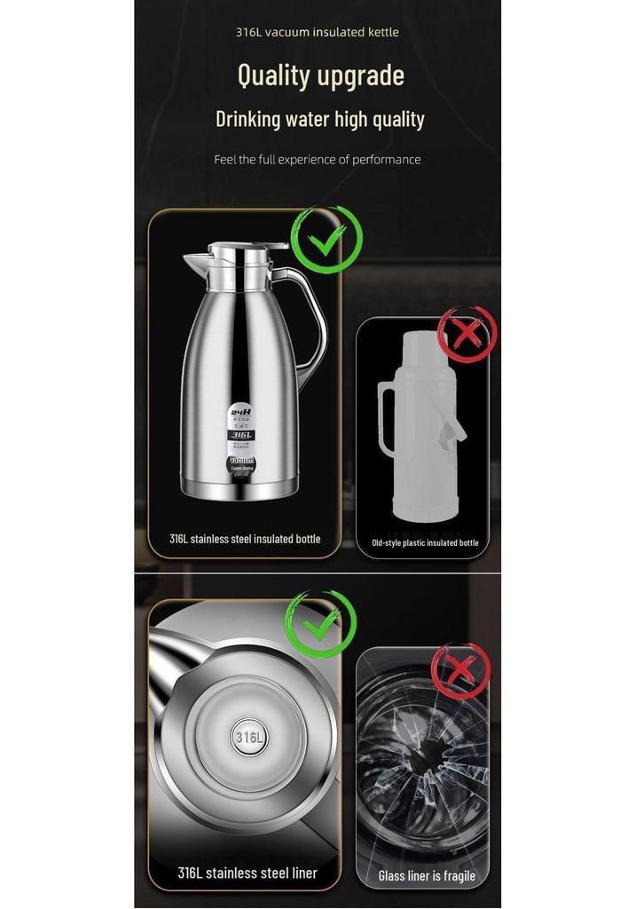 316 Stainless Steel Insulated Kettle for Home, Restaurant, or Hotel - Large Capacity Thermos