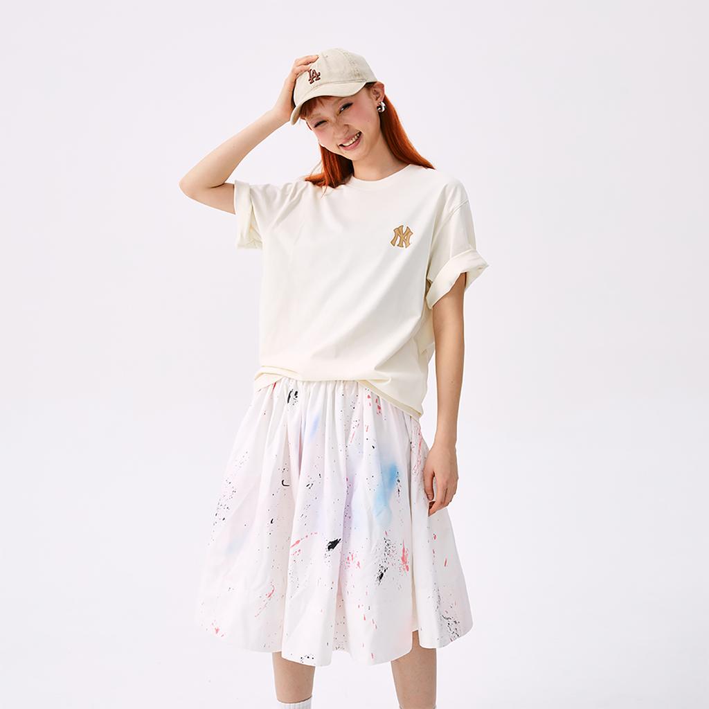 New MLB Monogram NEW YORK YANKEES SS25 T-Shirt Unisex Cream 3ATSM0653-50CRS