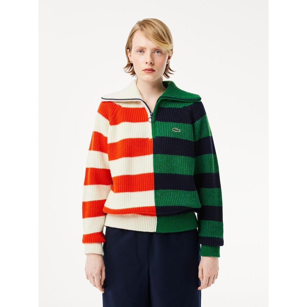 

LACOSTE Women s Transformed Border S T Half Zip Up Sweater AF0645 53N QI5 Q2NAF0645 53NQI5