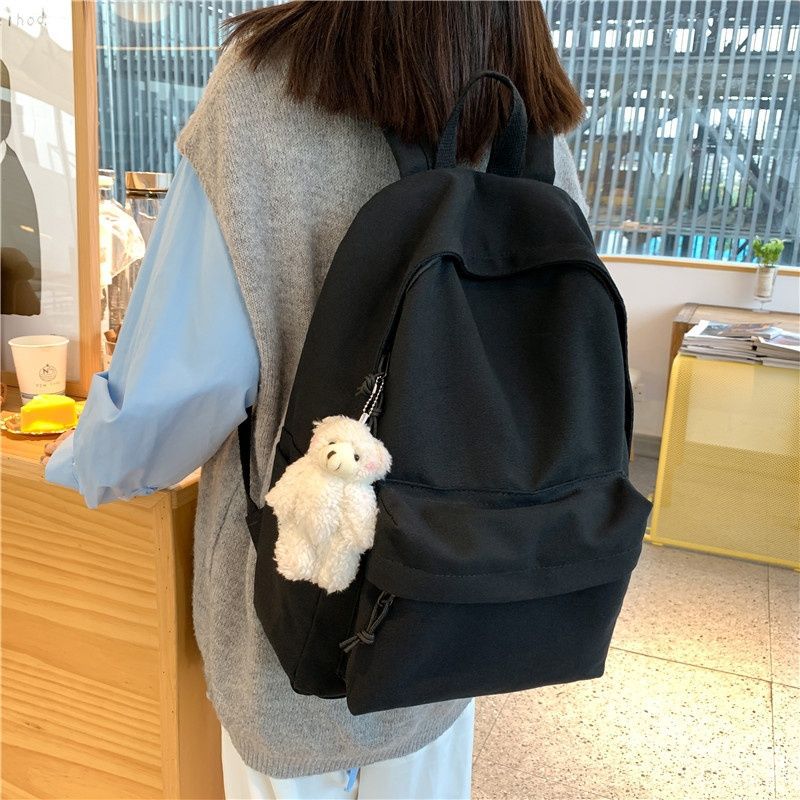 High-value schoolbag female ins style Korean version high school college student Japanese large-capacity backpack canvas simple backpack