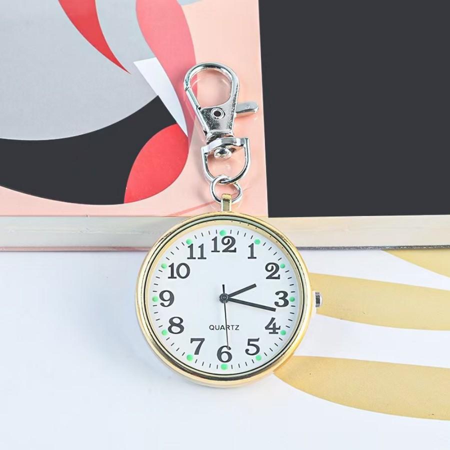 Pocket Watches Luminous Exam Quartz Pocket Watch with Keyring Hanging Keychain Chest watch for Nurses Doctors Students Child