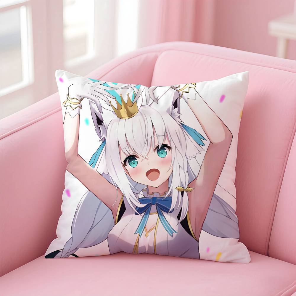 Cute S-Shirakami F-Fubuki Pillow Case Comfort Sofa Bed Silky elegant Invisible zipper Custom Decorative cushion cover