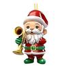 Santa Claus Christmas Ornament Cute Santa Plays Guitar/Sax/Trumpet Musical Instrument Acrylic Ornament for Christmas Tree Home Party Decor