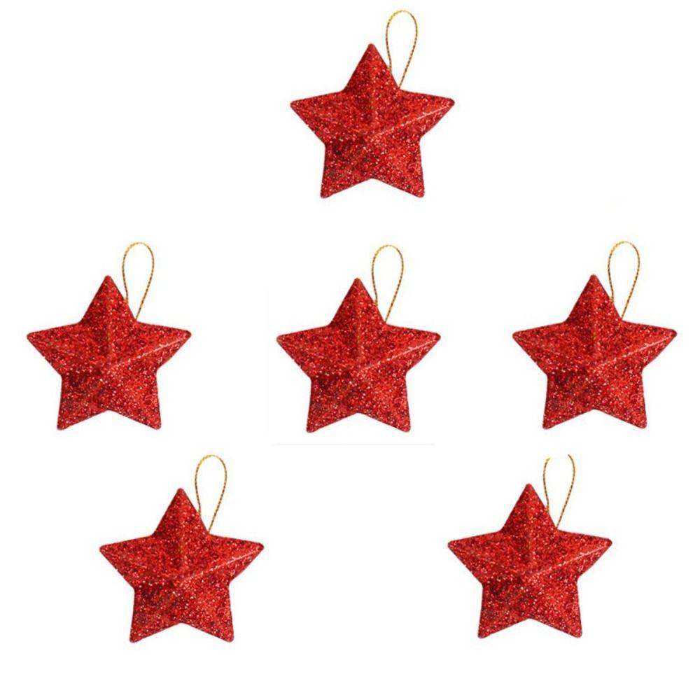 6pcs PVC Christmas Tree Star Decoration Decorative Star Hanging Pendant  Holiday