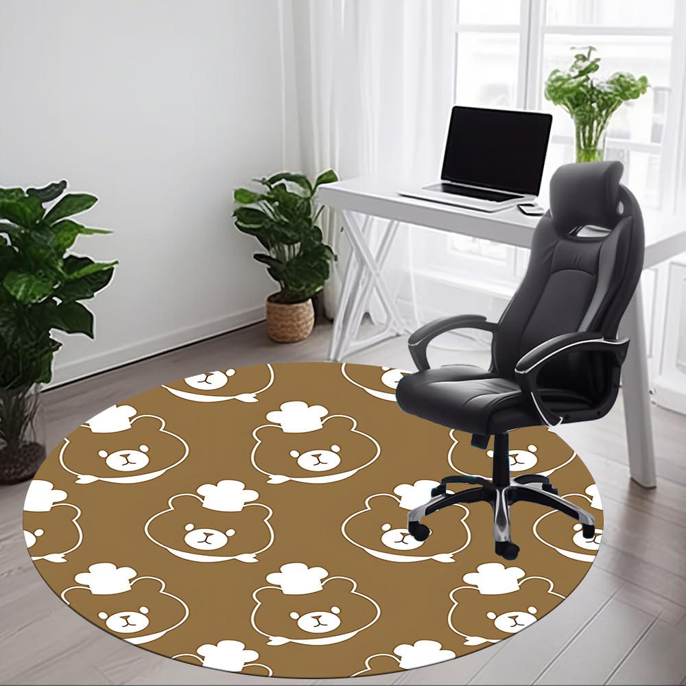 1pc Bear Pattern Office Round Rug, Carpet for Office, Gaming, Lightweight Round Floor Mat yy260205077