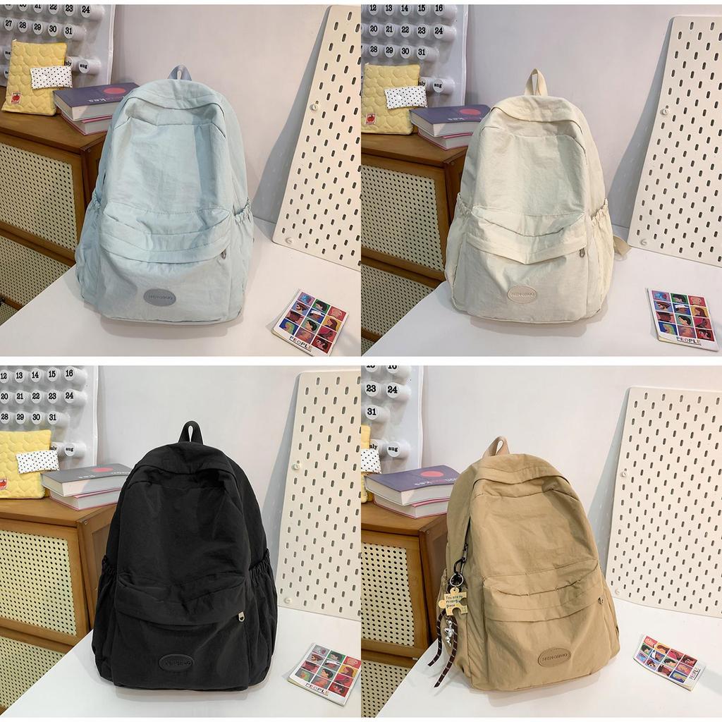 Minimalist Solid Color Backpack For Women And Men With Durable Nylon Material Suitable For Casual Travel And School Use