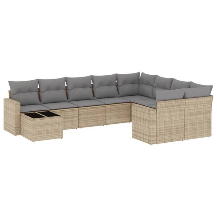 VidaXL Salon de Jardin avec Coussins 10 pcs, Canapés de Terrasse, Ensemble de Meubles de Patio, Mobilier d'Extérieur, Beige 3251796