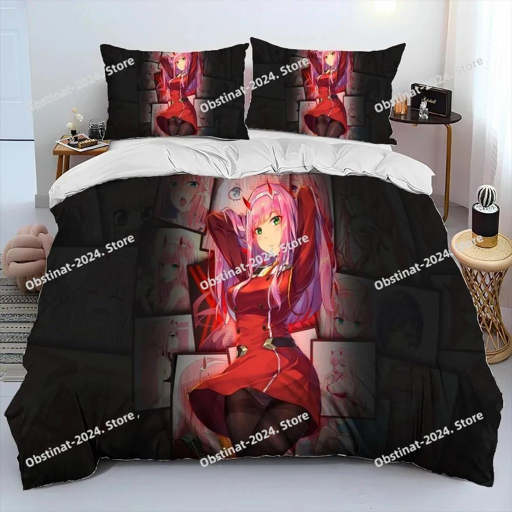 Zero Two DARLING In The FRANXX Anime Comforter Bedding Set Printed Duvet Cover Sheet Pillowcase Soft Quilt Cover Queen King Size