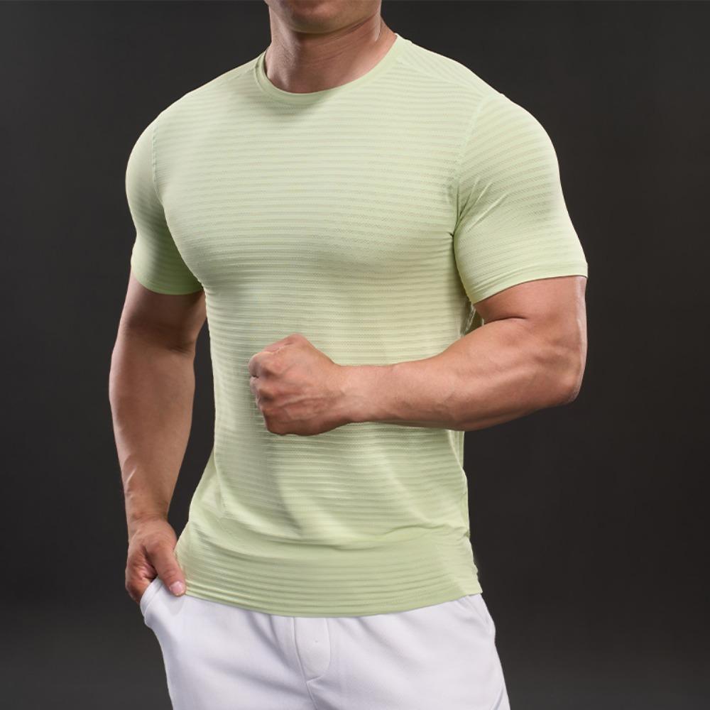 Summer Casual Short-sleeved T-shirt Fashion Sporty Slim Elastic Fitness Outdoor T-shirt Men