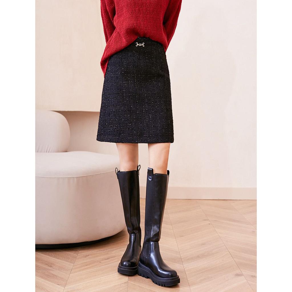 New Autumn and Winter Small Fragrance Style Skirt Commuting Fashionable High-waisted Slim Short Skirt Bright Silk A-line Skirt