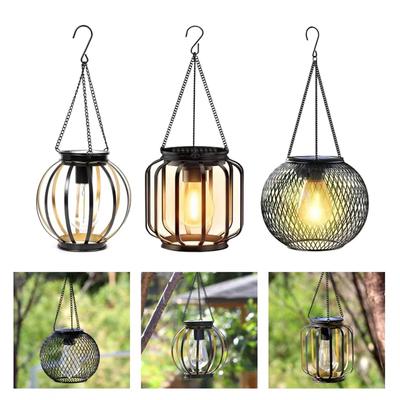 Solar Iron Retro Pendant Light, Outdoor Garden Courtyard Decorative Hollow Lamp, Small Night Light