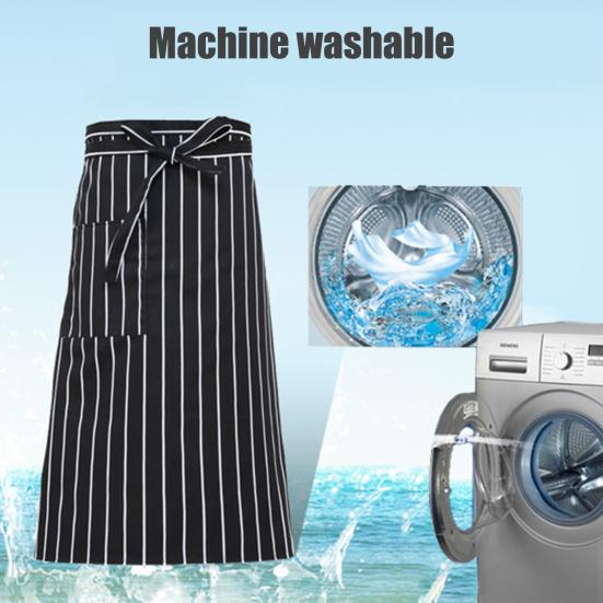 Waist Waterproof Chef Bistro Apron for Men Women Polyester Cooking Apron with Tool Pocket Oil Stain Resistant Cleaning Apron for Home Kitchen Bar