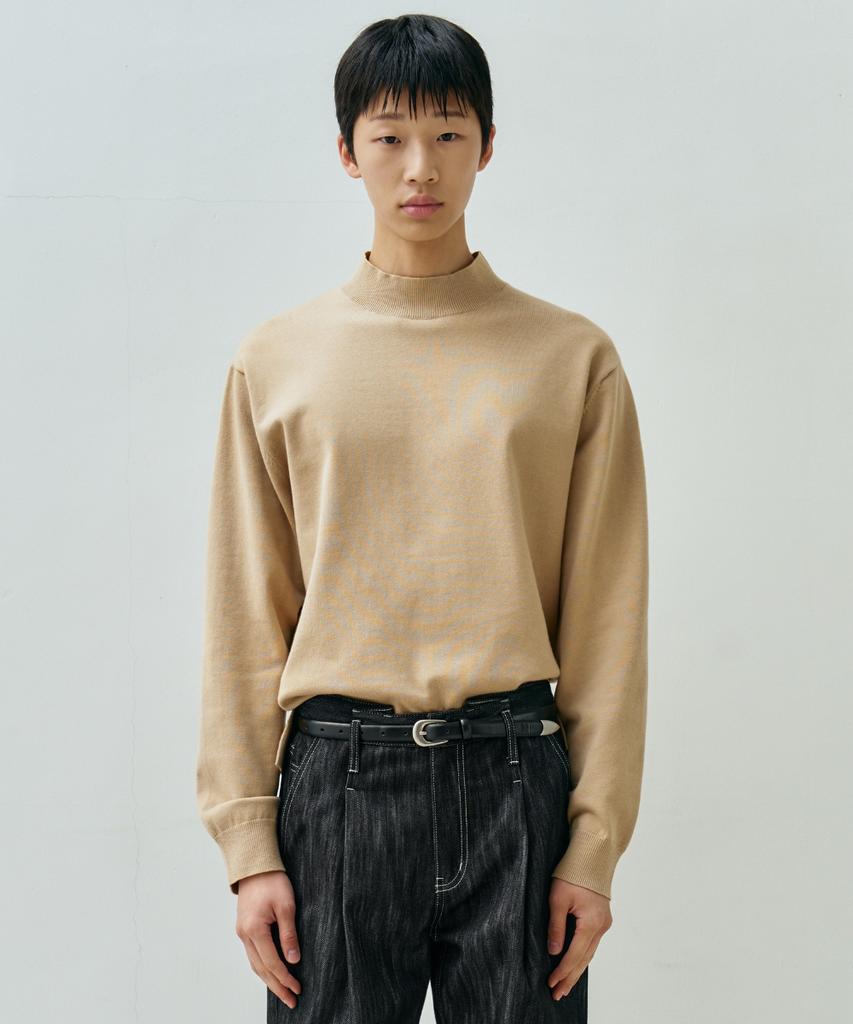 MINAV Cotton Solid Mock Neck Knit [4 Colors]