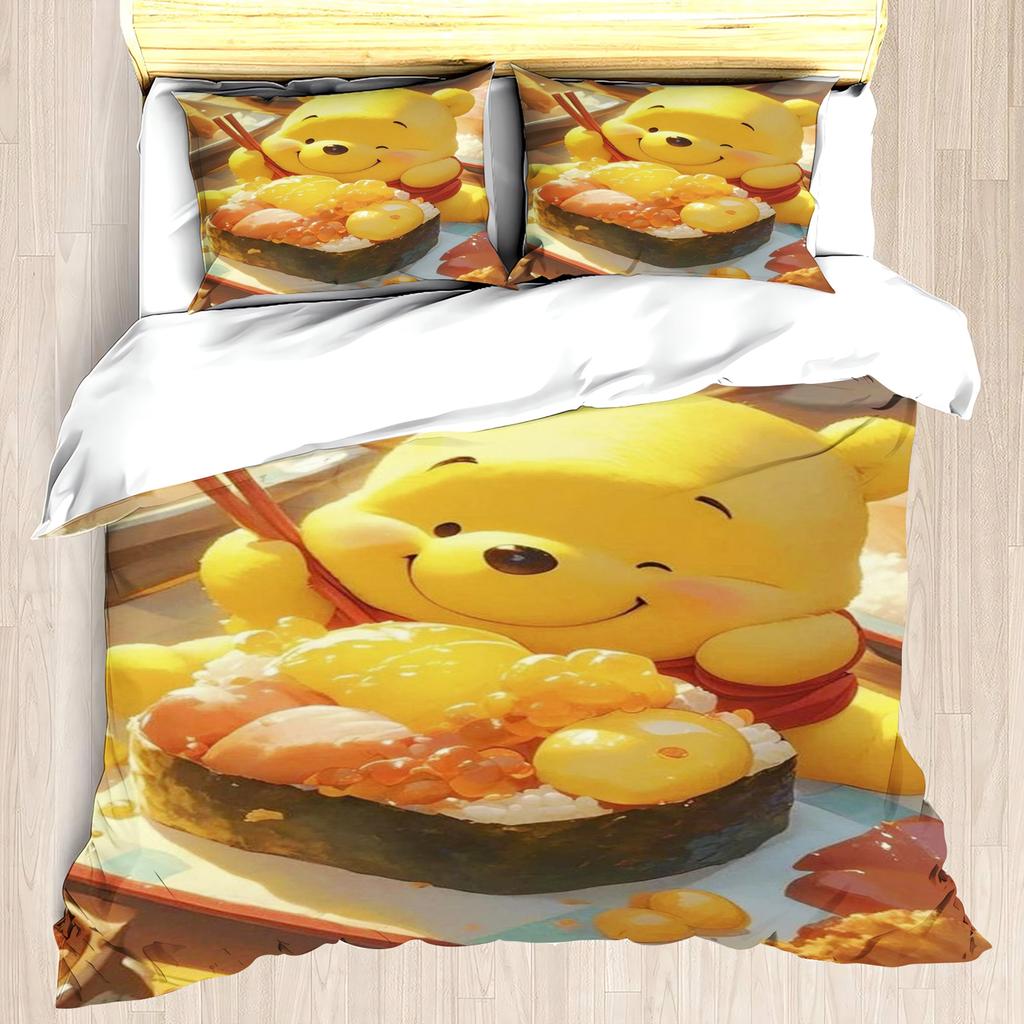 MINISO Winnie the Pooh Duvet Cover Set Comforter Bedding 3d Children'S Bedding Set 3-Piece 1 Quilt Cover King Size