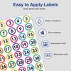 600 Pcs Number Stickers 1-40, 1" Dot Number Labels Self-Adhesive Water/Tear Resistant Removable for Classroom Office