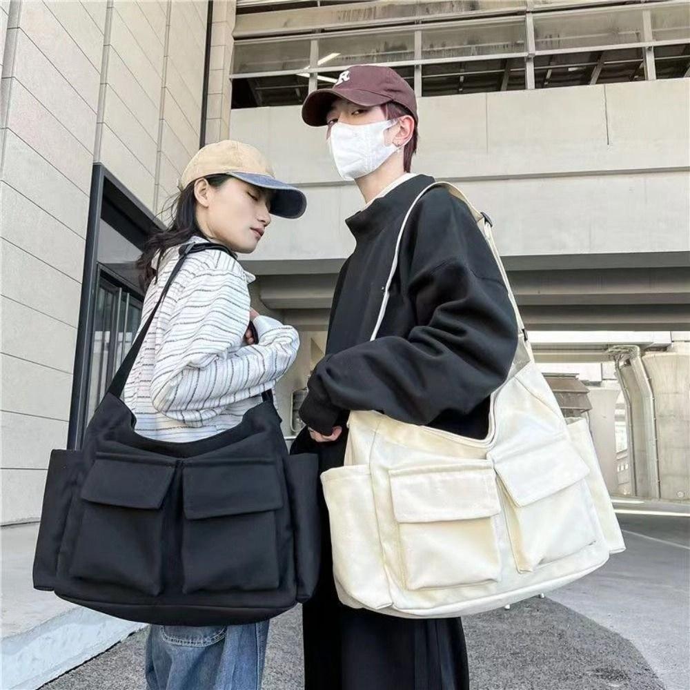 Large Capacity Teenager Messenger Bag Canvas Crossbody Bag Casual Vintage Shoulder Bags Students