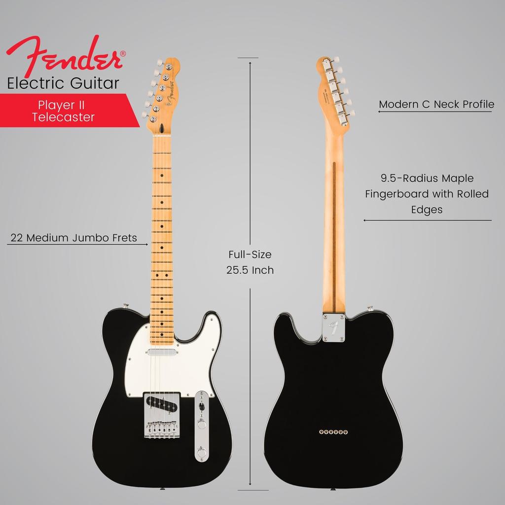 Fender Player II Electric Maple with Soft Case Telecaster® Guitar, Fingerboard, Black,