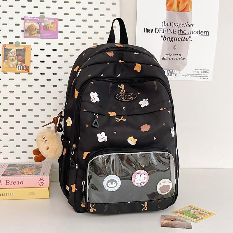 Cute Japanese transparent bag large capacity backpack female student schoolbag junior high school high school student high value backpack