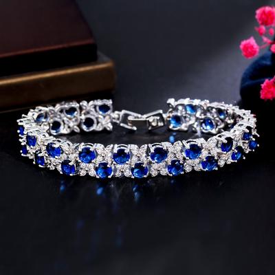 Delicate Zircon Jewelry Micro-Set Sapphire Sparkling Diamond Plated White Women'S Bracelet