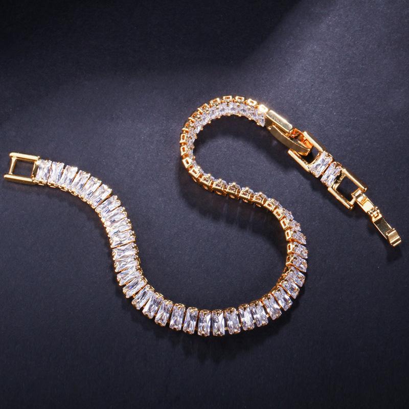 WWJ Yellow Golden Color Jewellery Cubic Zirconia Tennnis Bracelets