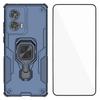 For Motorola Edge 50 Fusion 5G Phone Case WANLONFENG PC TPU Back Cover Kickstand with Tempered Glass