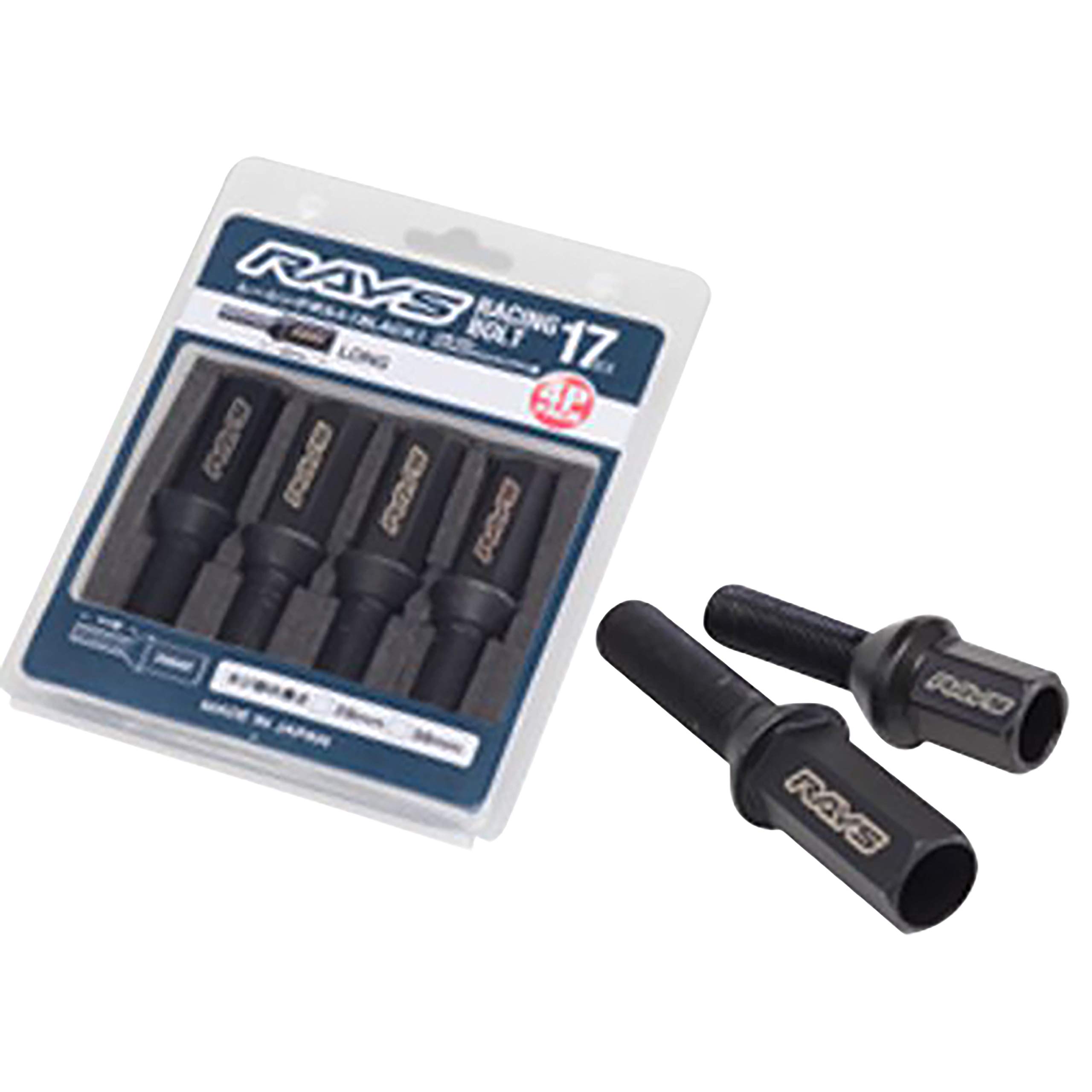 Комплект гоночных болтов RAYS 17HEX, средний тип L35, шейка 28 мм, M12 x 1.5, черное покрытие, упаковка из 4 штук, 74130000307BK