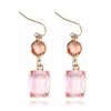 Pinkdudu Fashion 5 Color Square Glass Pendant Drop Earrings Romantic Luxury Simple Geometric Earring for Women Jewelry PD1202